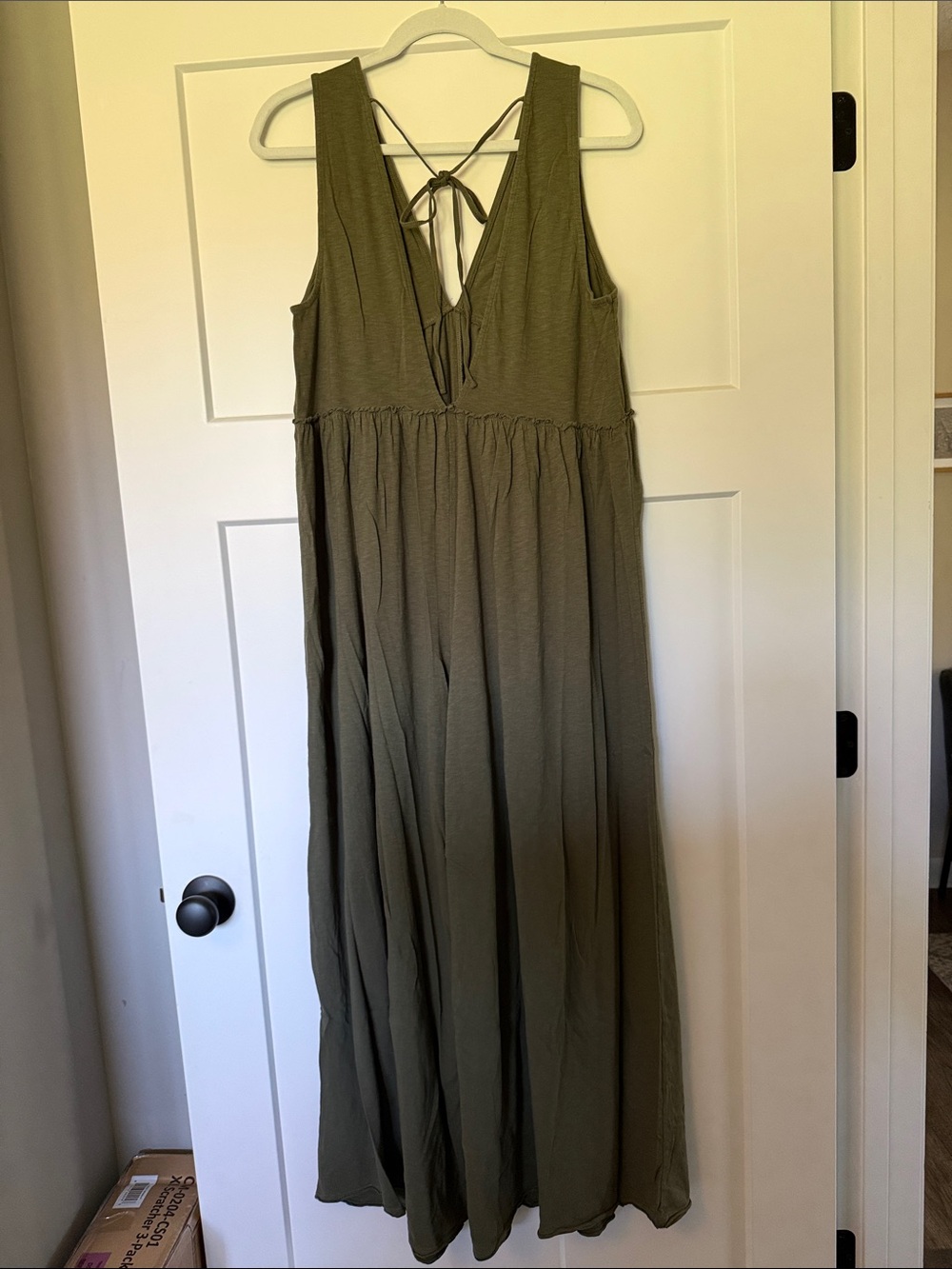 American Eagle Outfitters Olive Green V‑Neck Jumpsuit - Picture 2 of 4